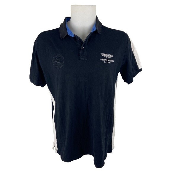 Aston Martin Racing Men XXL Polo Shirt Black Embroidered Logo 98 Hackett London - Picture 1 of 11